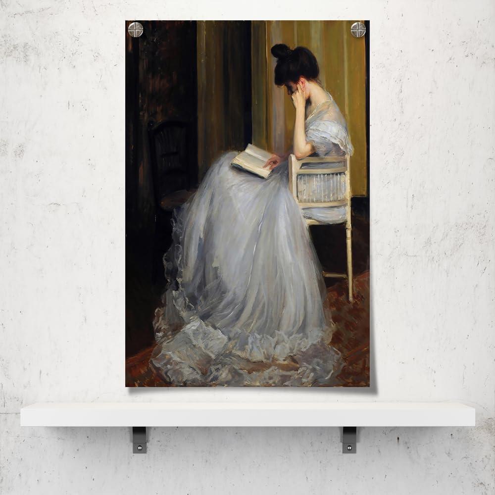 uoyien Vintage French Canvas Wall Art Famous Artwork Woman Reading Portrait Oil Painting Dark Academia Aesthetic Print 19th Century Antique Poster Retro Gallery Home Decor16x24in Unframed