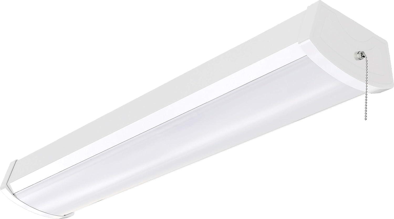 White 24.5" Glass LED Ceiling Wrap Fixture with Pull Chain