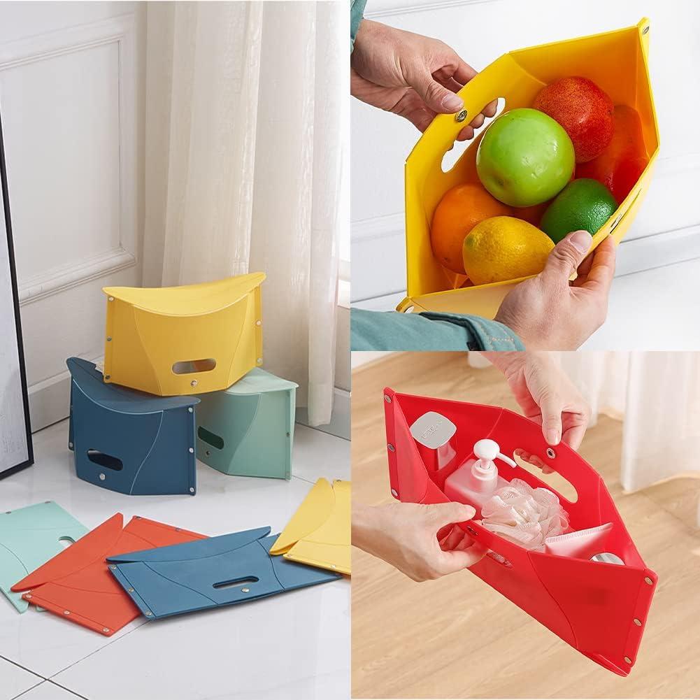 Foldable Portable Outdoor Stool, Thickness of 0.5 in, Quick Opens for Camping Hiking Picnic Fishing Subway, Lightweight Mini Folding Travel Potty Stool, Footrest for Air Travel Red