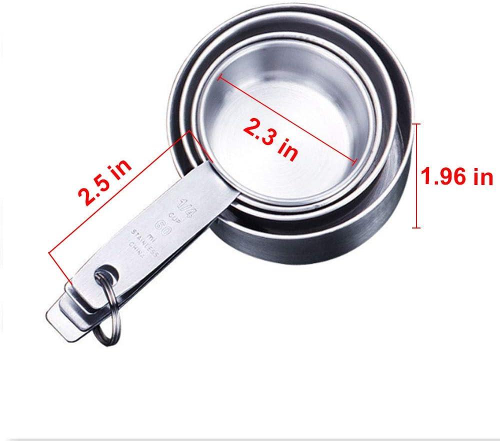 Stainless Steel Measuring Cups 5 Piece Set - Stackable Heavy Duty 304 SS with Handle for Dry & Liquid Ingredients