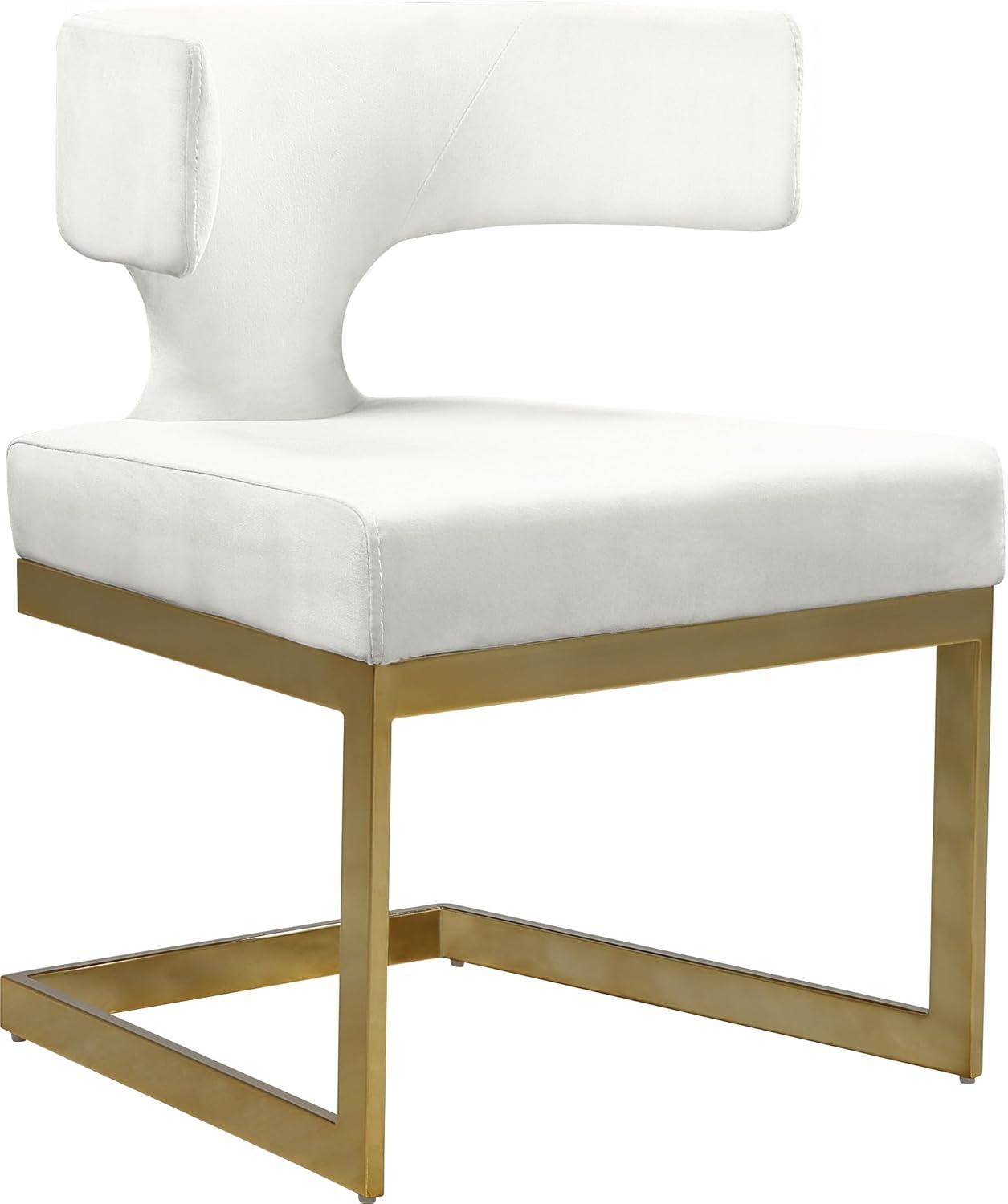 Sumptuous Cream Velvet Dining Chair with Gold Metal Base