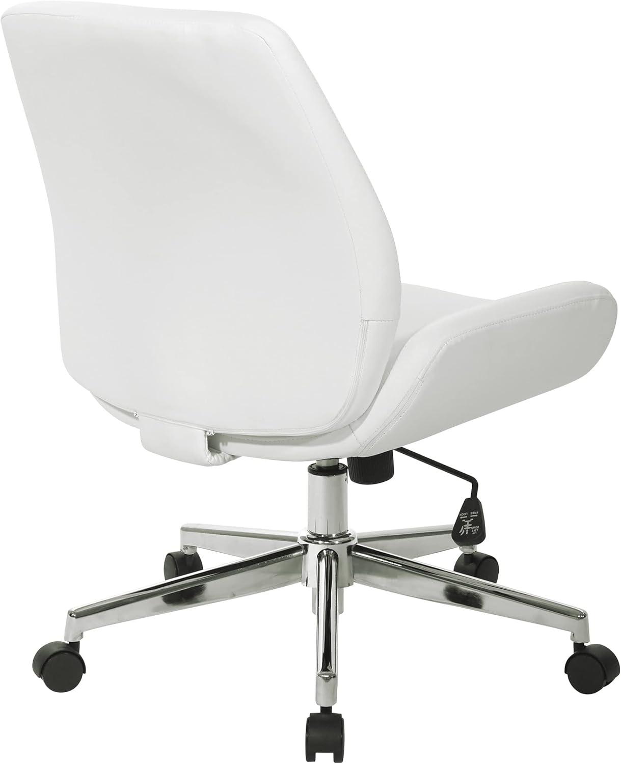 Office Star Products Black Faux Leather Chair with Chrome Finish Base