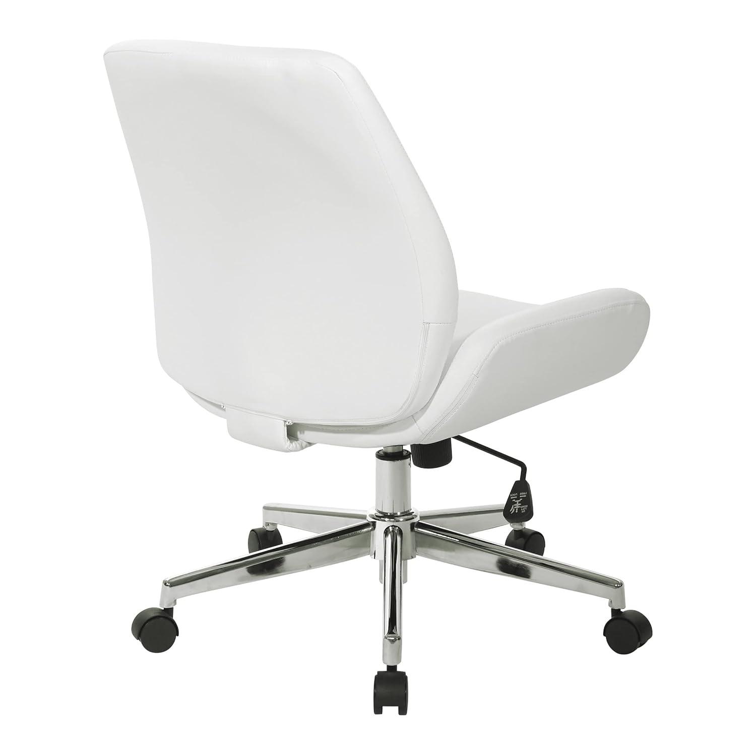 Office Star Products Black Faux Leather Chair with Chrome Finish Base