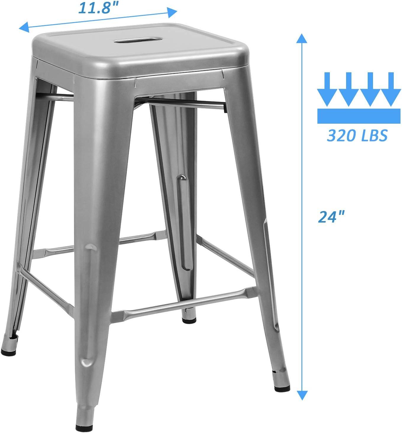 Williston Forge Kohki 24" Counter Stool Metal Bar Stools Counter Height Barstools Backless Indoor/Outdoor Bar Stools Kitchen Counter Stools Chairs(Set of 4)