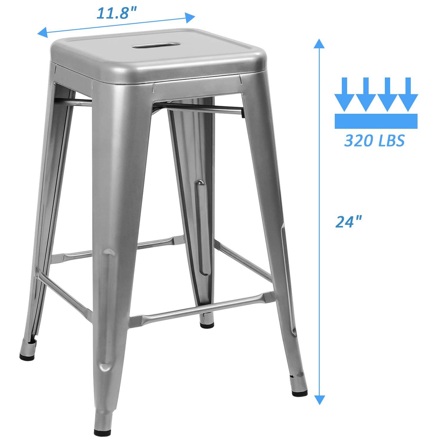 Williston Forge Kohki 24" Counter Stool Metal Bar Stools Counter Height Barstools Backless Indoor/Outdoor Bar Stools Kitchen Counter Stools Chairs(Set of 4)