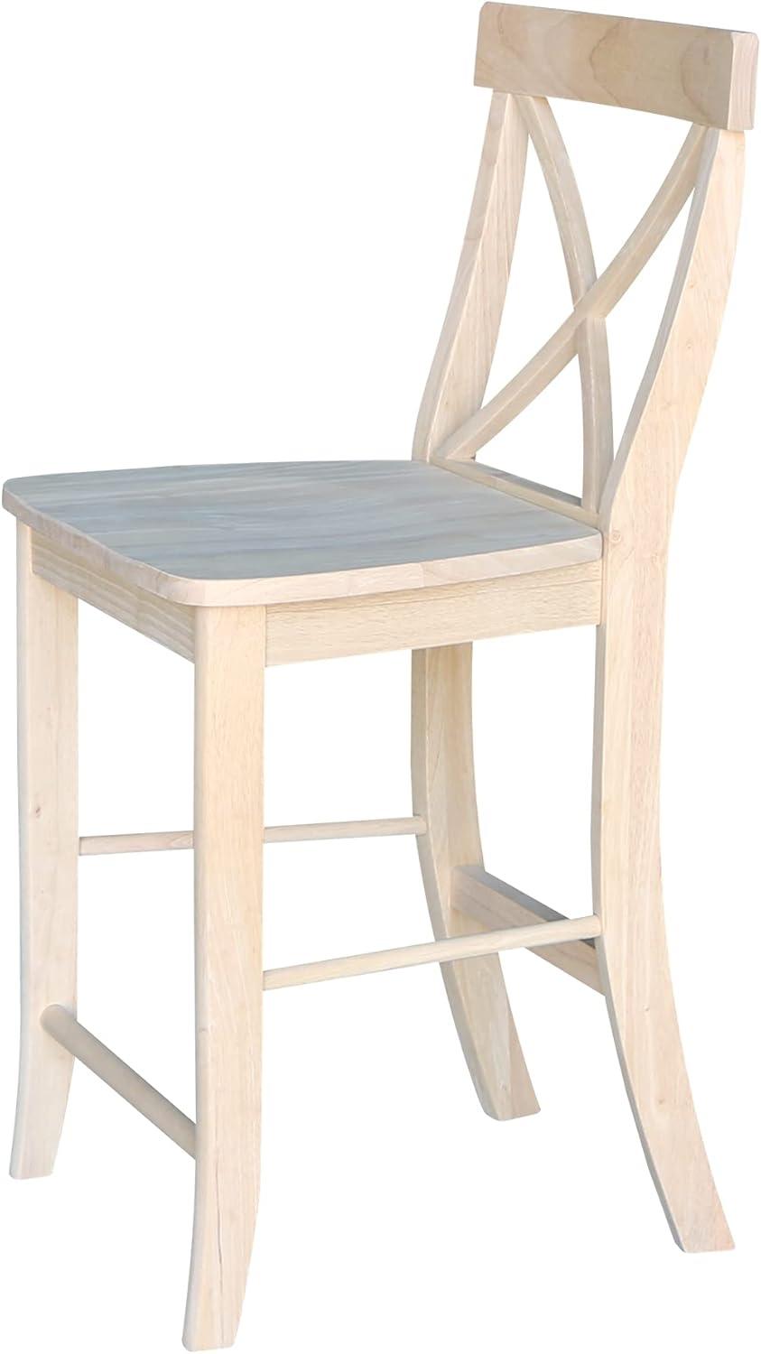 X Back Counter Height Barstool Unfinished - International Concepts