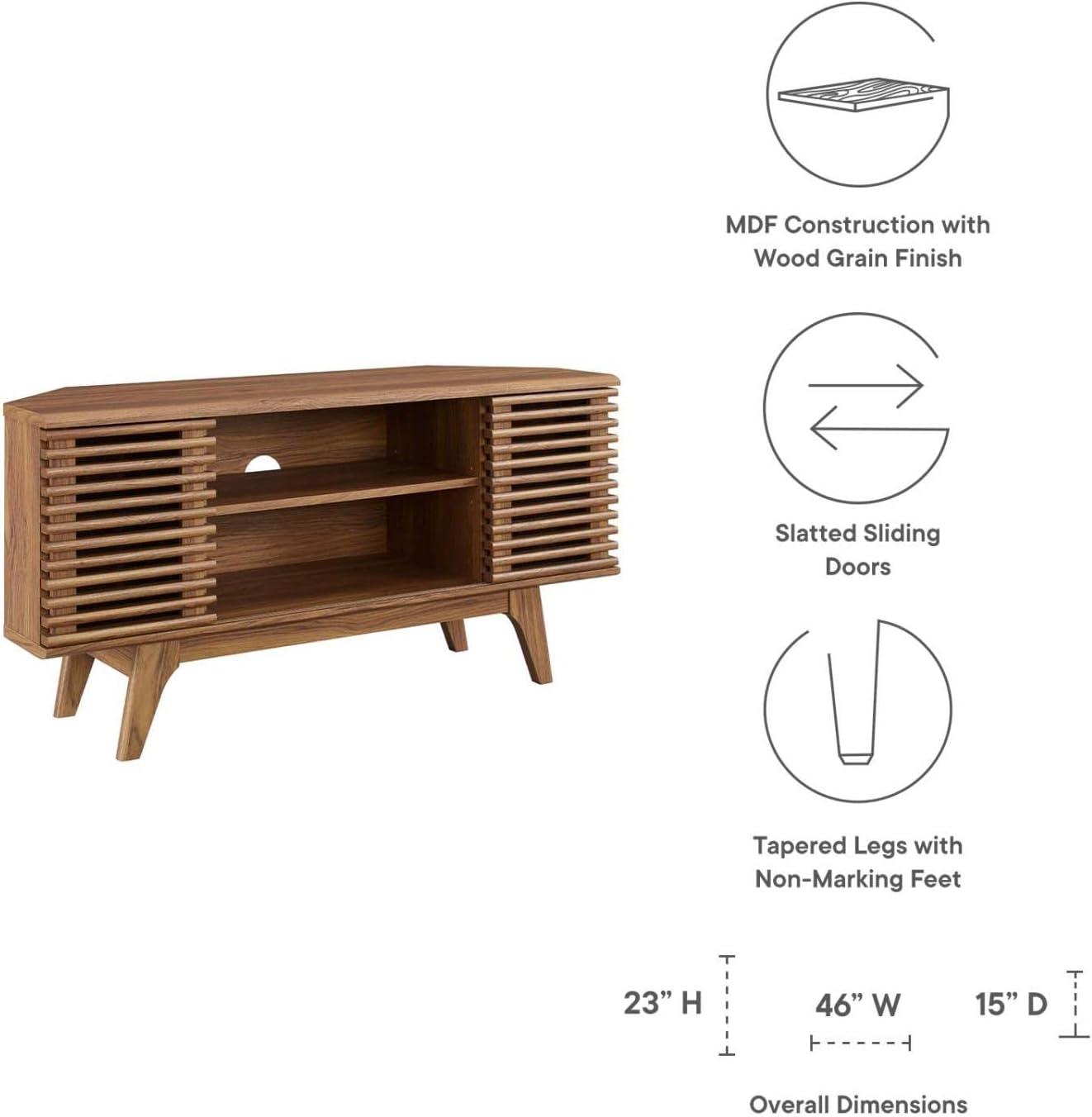 Modway Render 46" Laminate and Particleboard Corner TV Stand in Walnut