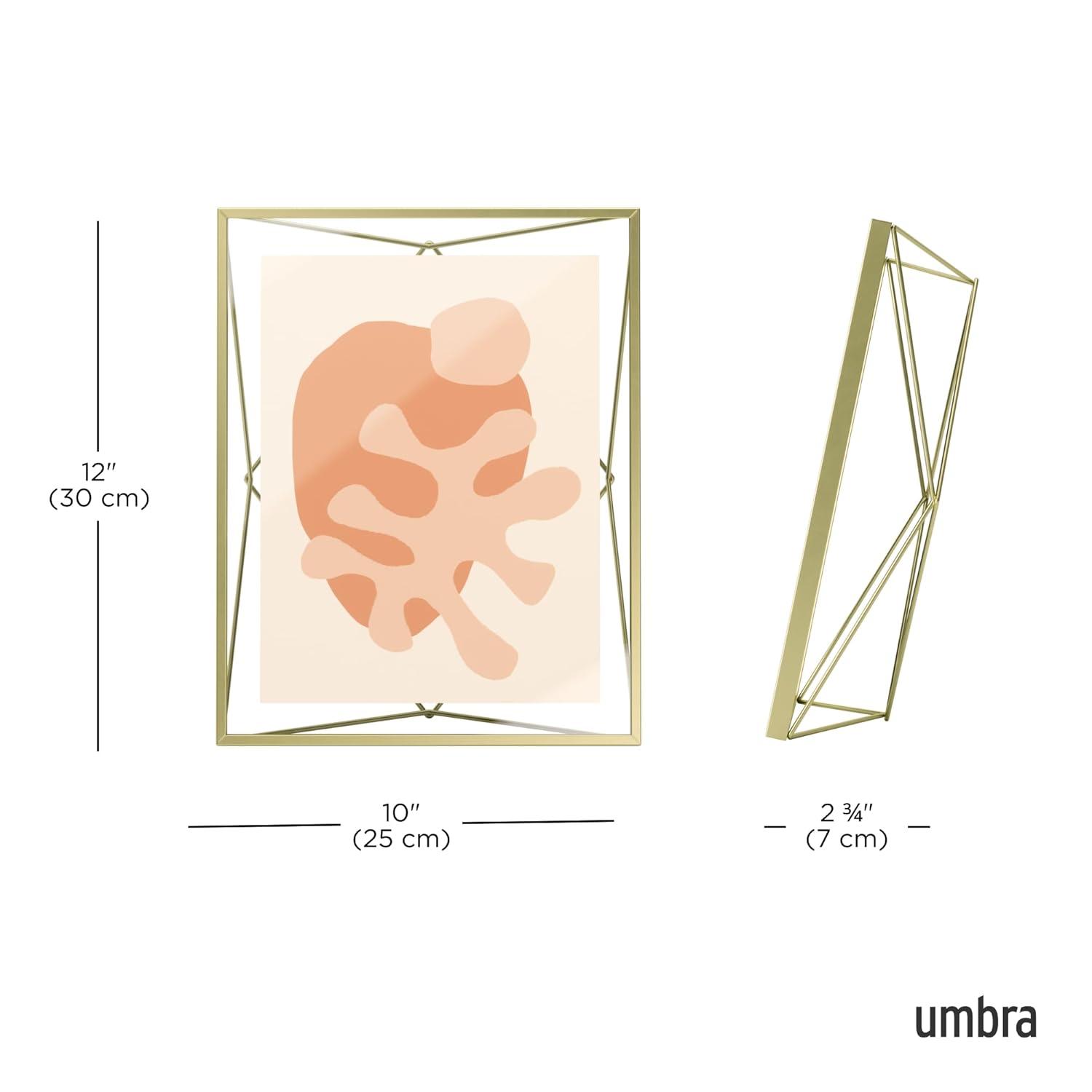 Umbra 8"x10" Prisma Picture Frame Matte Brass: Modern Steel Construction, Freestanding or Wall Mount, Novelty Shape