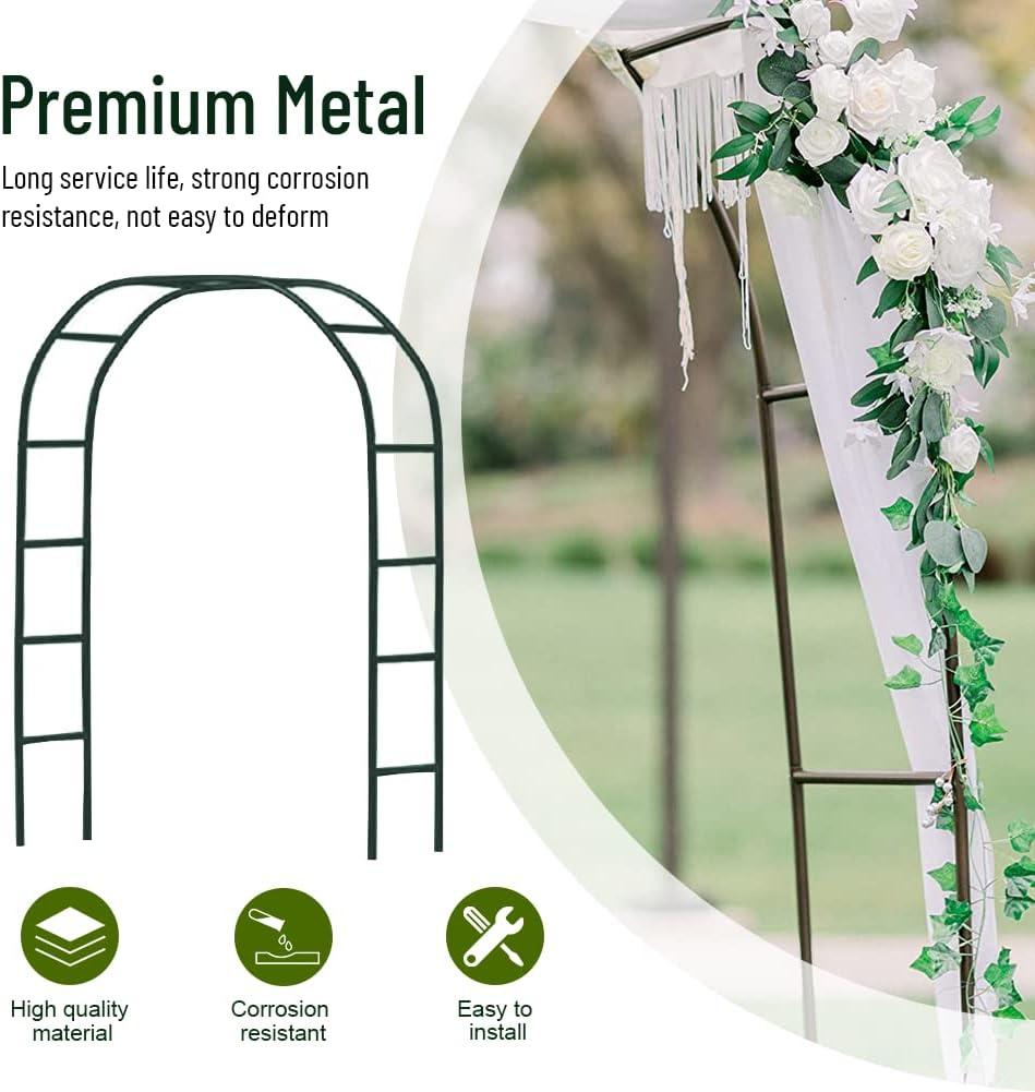 Zhisheng Garden Arbors,7.9Ft Metal Garden Arbors Green Wedding Arch for Climbing Plant Outdoor Wedding Christmas Party Decoration,240CM