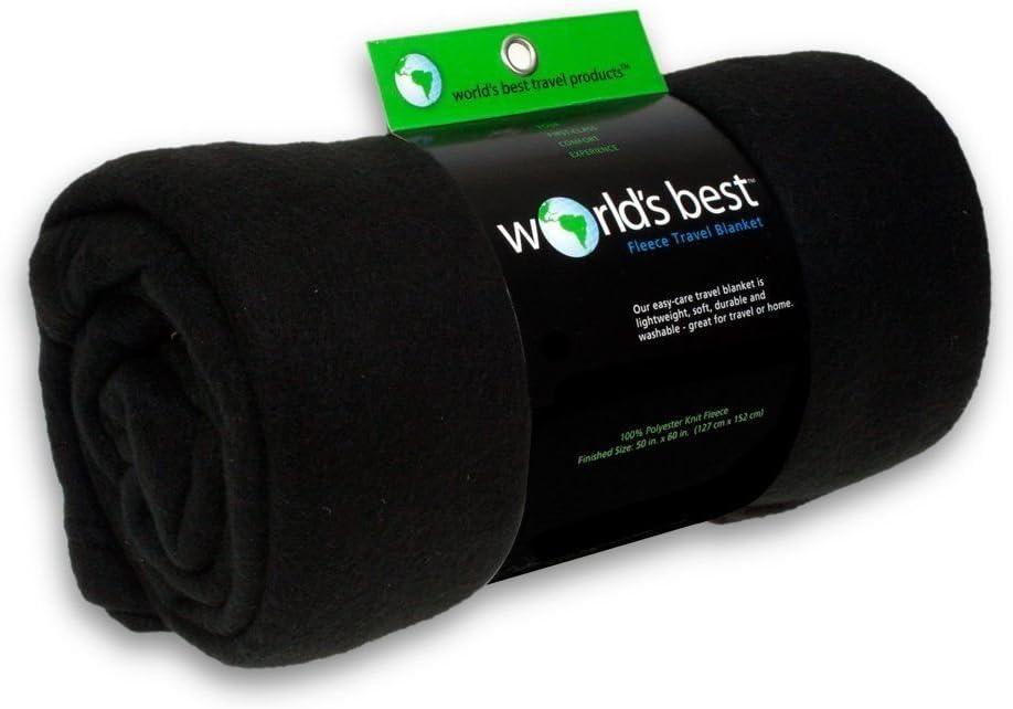 World's Best Cozy-Soft Microfleece Travel Blanket, 50 x 60 Inch, Black