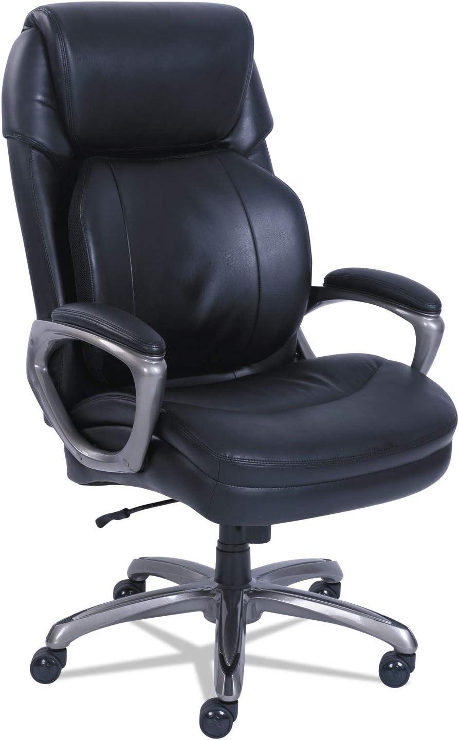 SertaPedic Cosset Big and Tall Executive Chair, Supports Up to 400 lb, 19" to 22" Seat Height, Black Seat/Back, Slate Base
