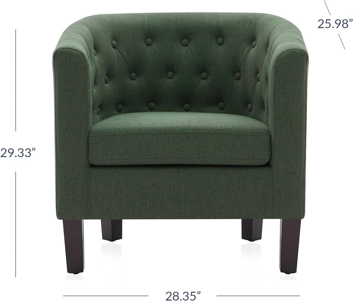 BELLEZE Elegant Tufted Barrel Accent Chair - Berlinda (Green)