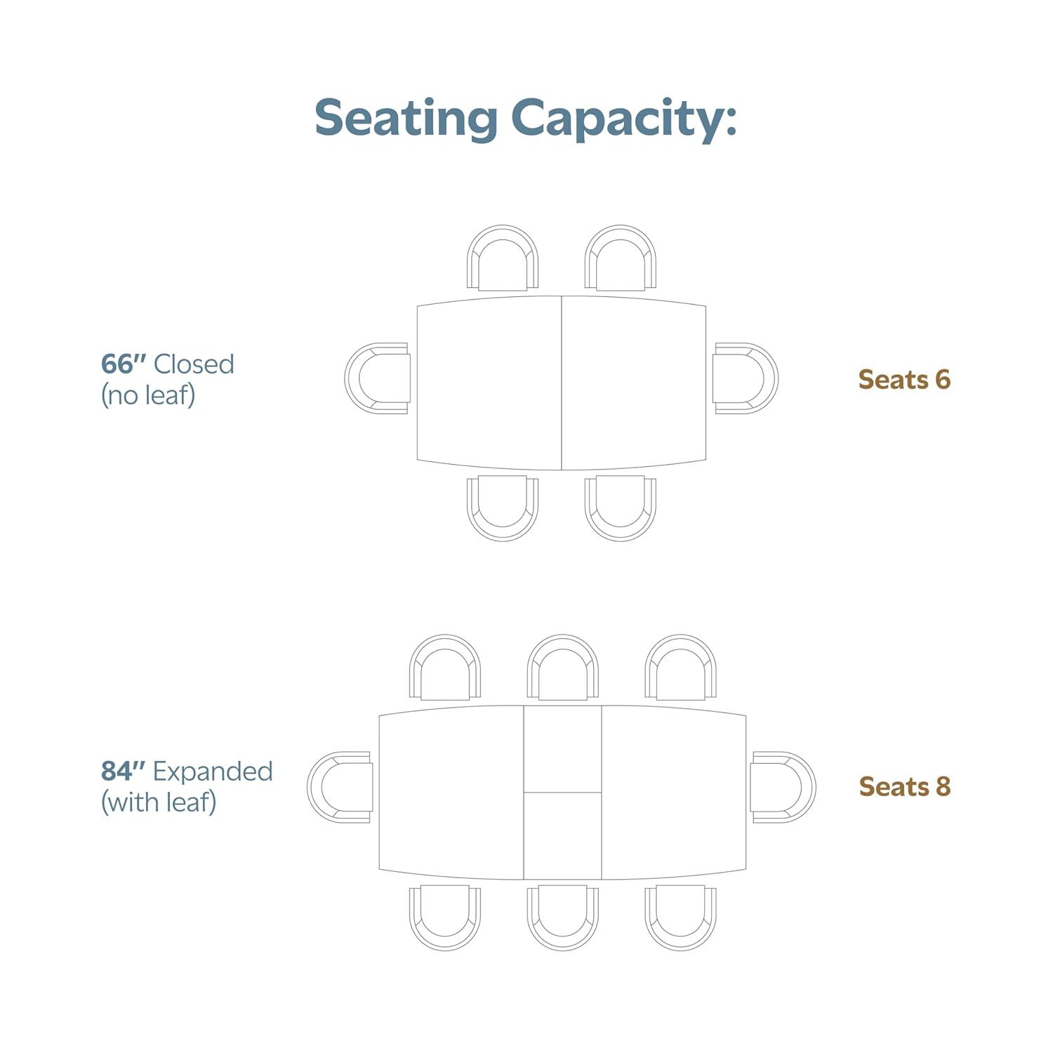 Draper 66-84"W Walnut Extendable Dining Table, Mid-Century Modern Style