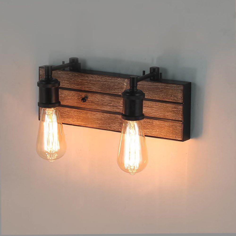 LNC 2-Light Vanity Lights Rustic Wall Sconces Wood Indoor Wall Lights