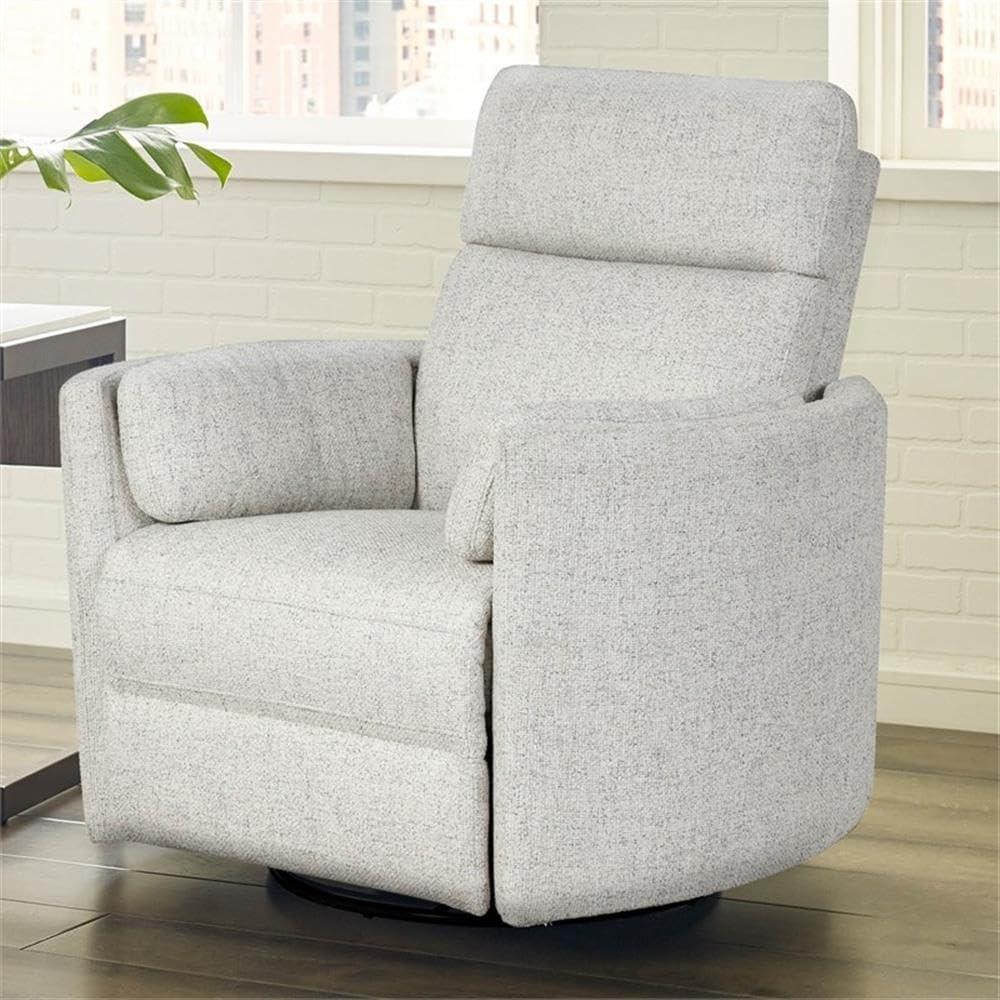 Natural Quartz Fabric Swivel Glider Recliner with USB Charger