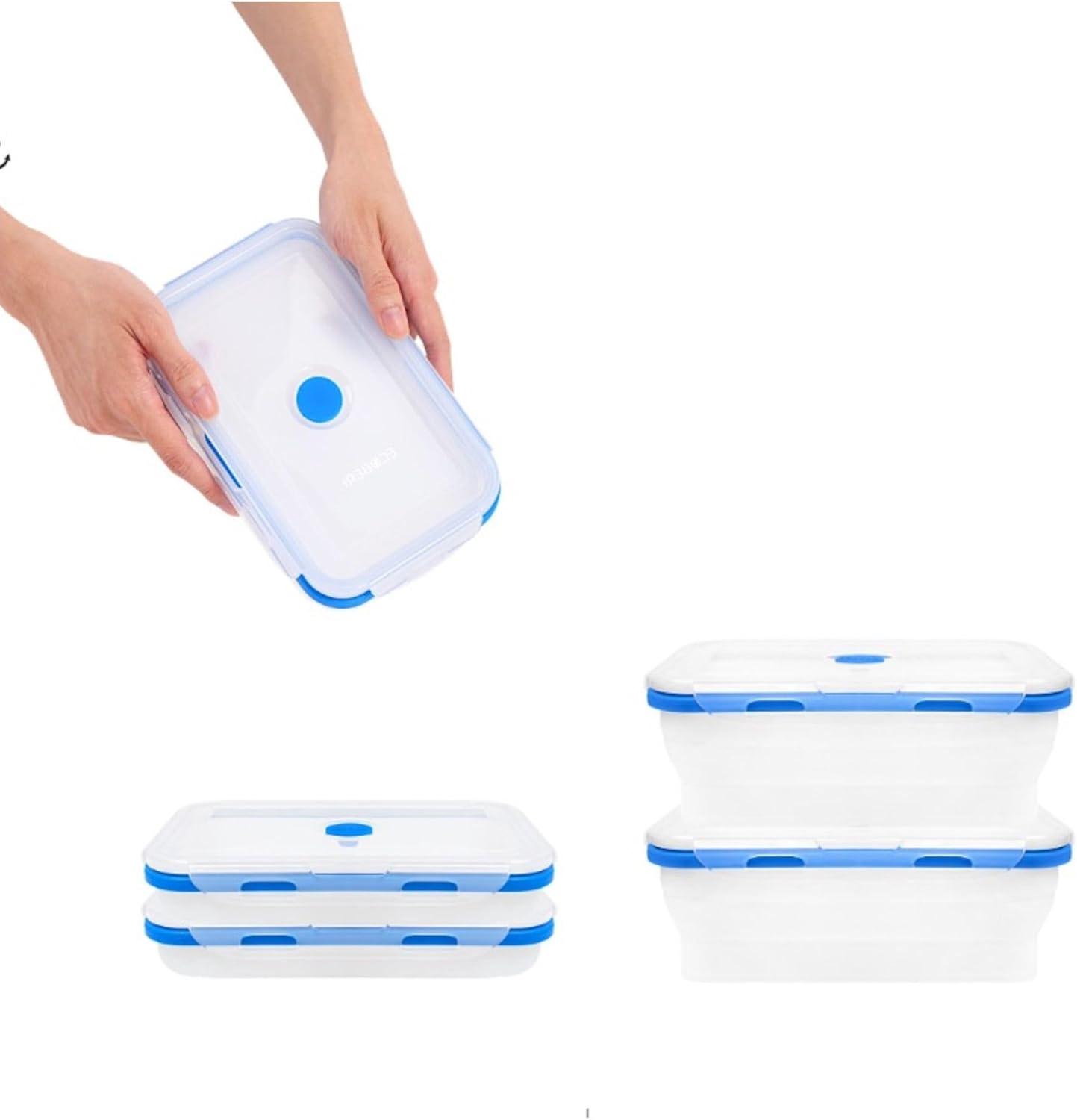 Blue Collapsible Silicone Food Storage Containers, Set of 2, 40oz