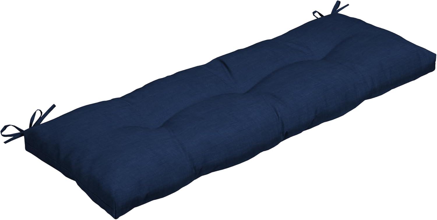48 in. x 18 in. Rectangular Outdoor Plush Modern Tufted Bench Cushion, Sapphire Blue Leala