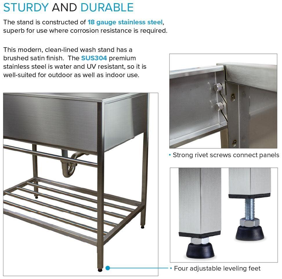 TFH-3622-SS 36'' L x 22'' W Free Standing Laundry Sink with Faucet