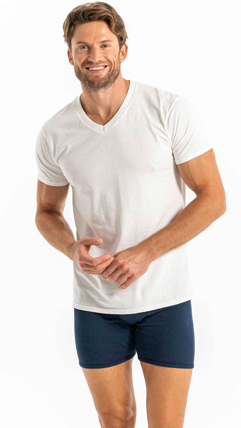 Gildan Men's Short Sleeve V-Neck White T-Shirt, 12-Pack