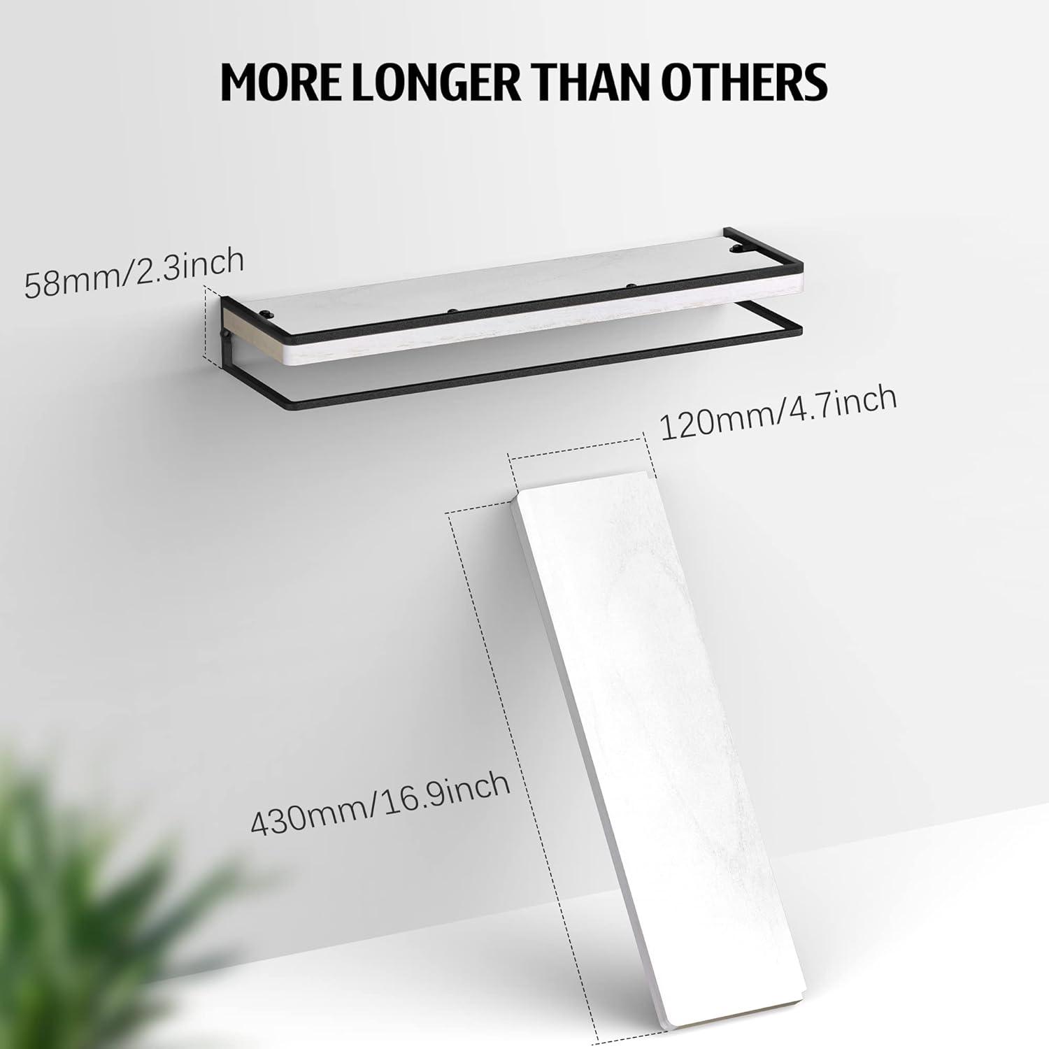 Floating Shelves Wall Mounted Set Of 2, Rustic Wood Wall Storage Shelves For Bedroom,Living Room,Bathroom, Kitchen