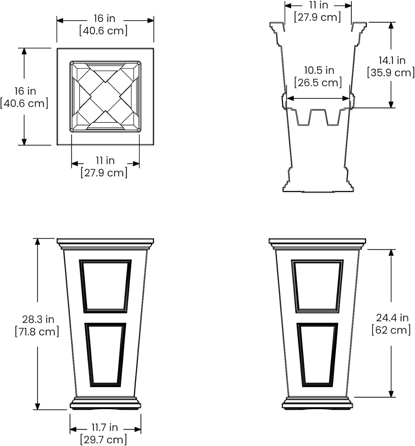 Black 28" Polyethylene Tall Outdoor Planter