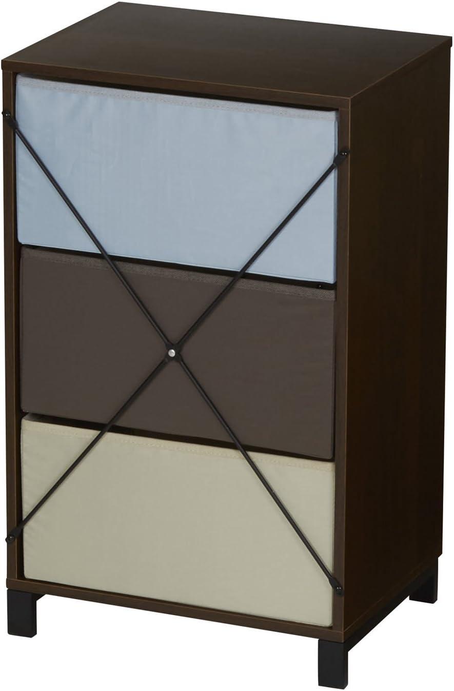 Compact 3-Drawer Earth-Tone Storage Chest with Steel Frame