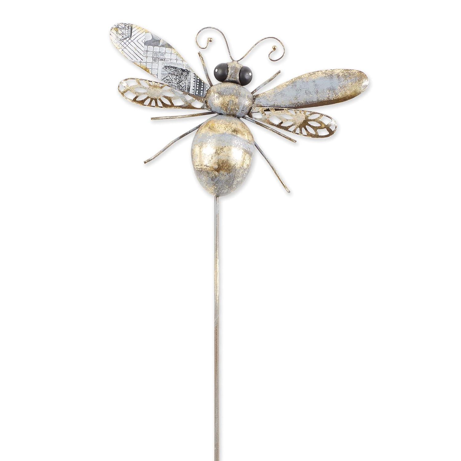 DII Iron Garden Stake Collection 3-Dimensional, Mixed Media, Medium Bee, Medium