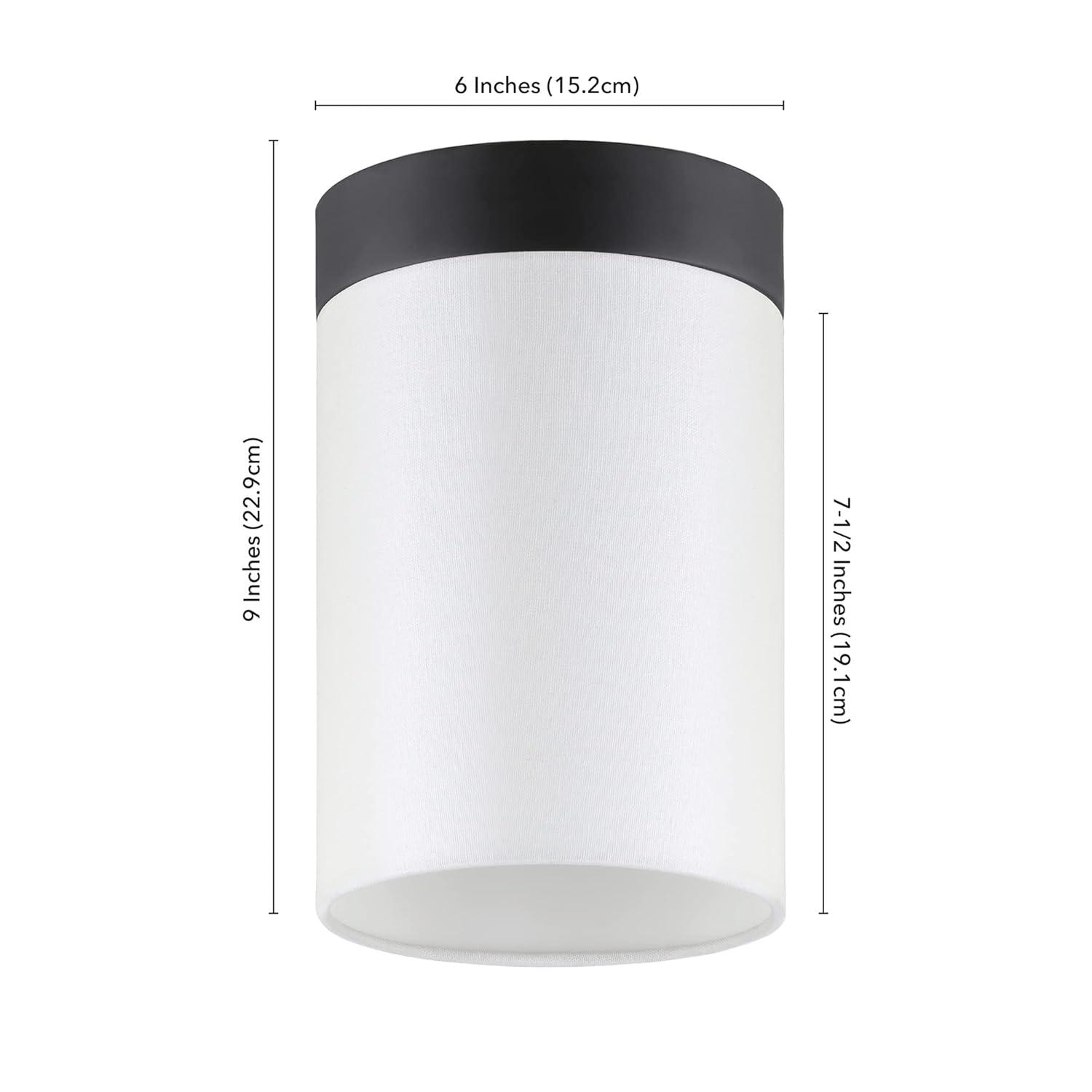 Evelyn&Zoe 6" Blackened Bronze Metal/Fabric Semi Flush Mount