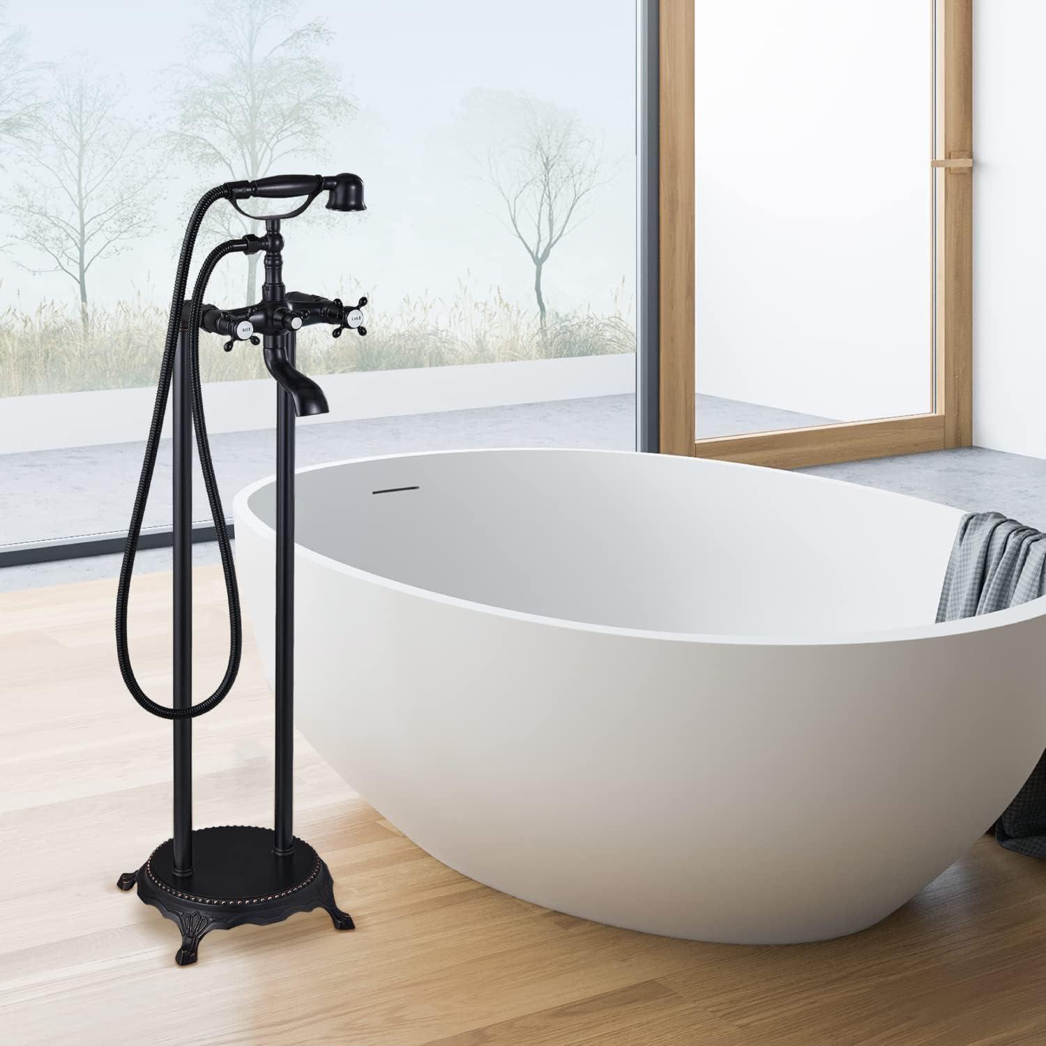 Oil Rubbed Bronze Freestanding Bathtub Faucet with Handheld Shower