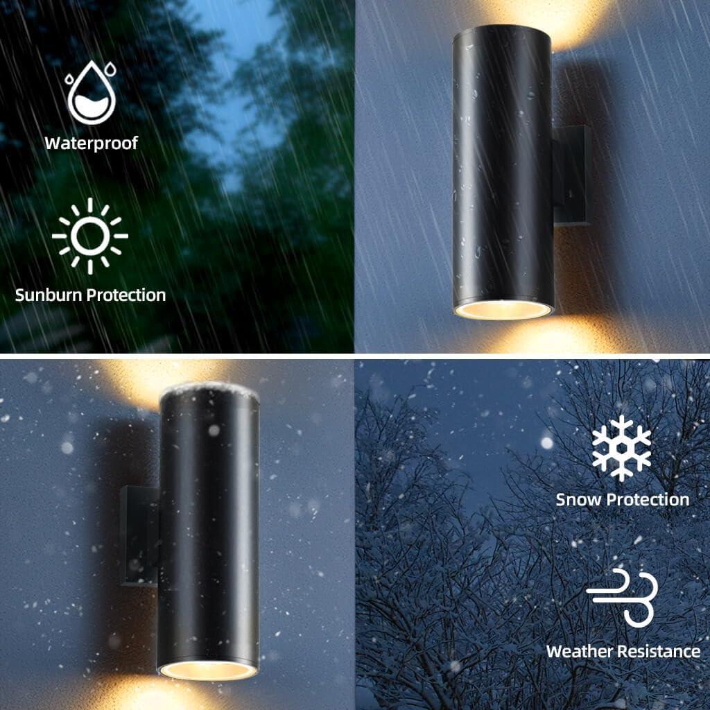 Modern RGB Outdoor Light, 2700K-6500K Ambience Outdoor Wall Sconce Color Changing, Wifi App Control Up Down Lights, Smart Exterior Wall Light For House Porch, Works With Alexa Google Assistant