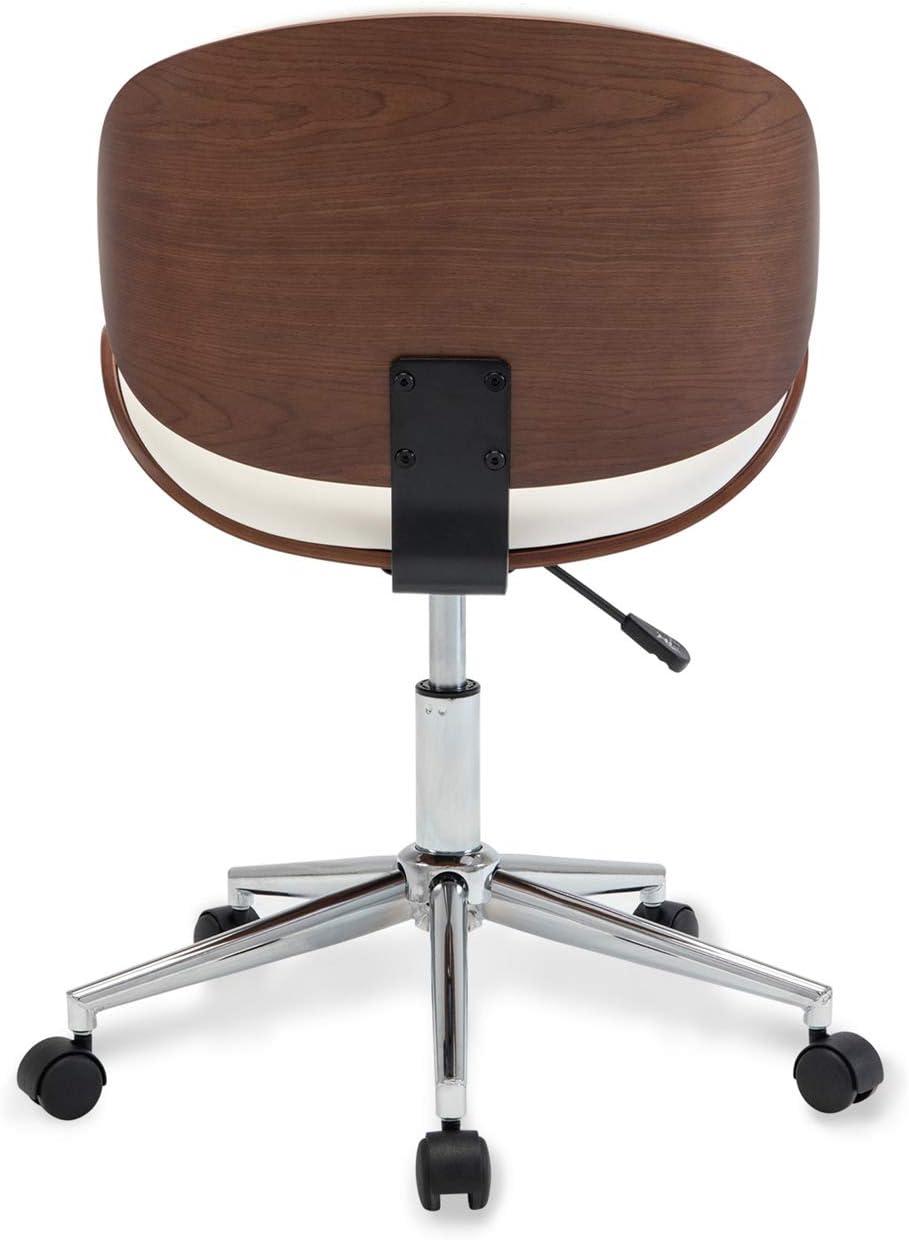 Contemporary High-Back Swivel Office Chair in White Faux Leather