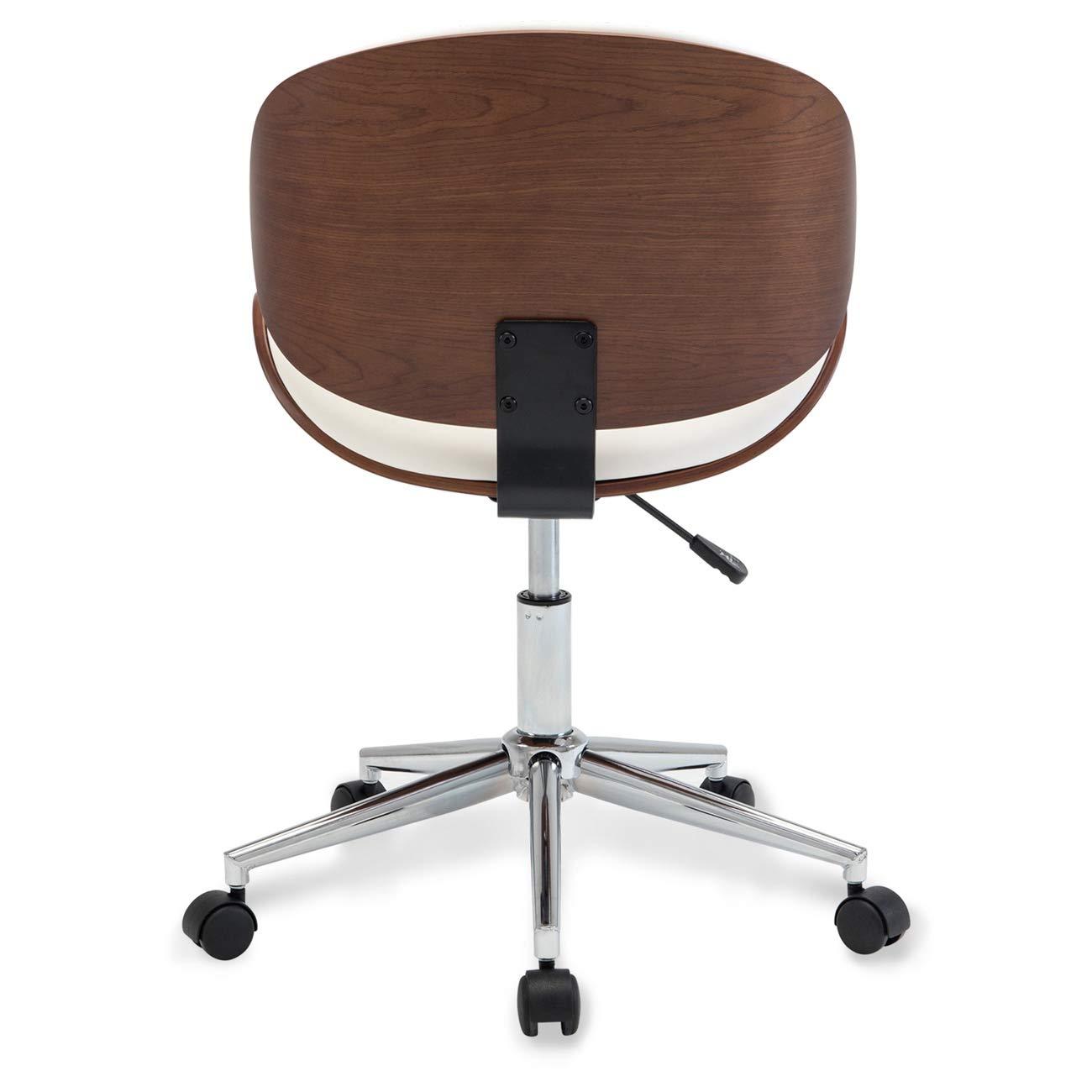 Contemporary High-Back Swivel Office Chair in White Faux Leather