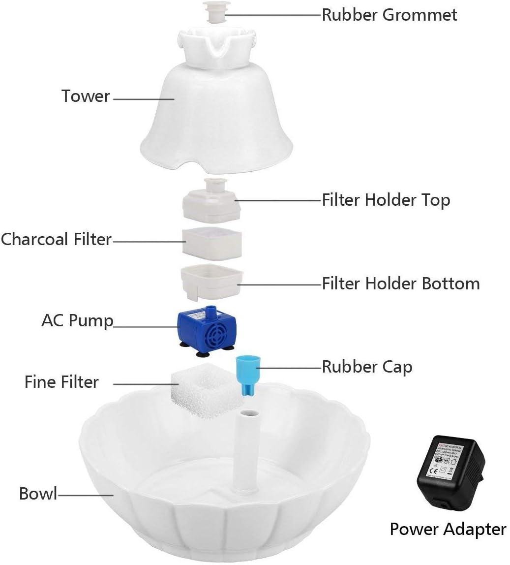 White Ceramic Whisper-Quiet Cat Water Fountain with Filters