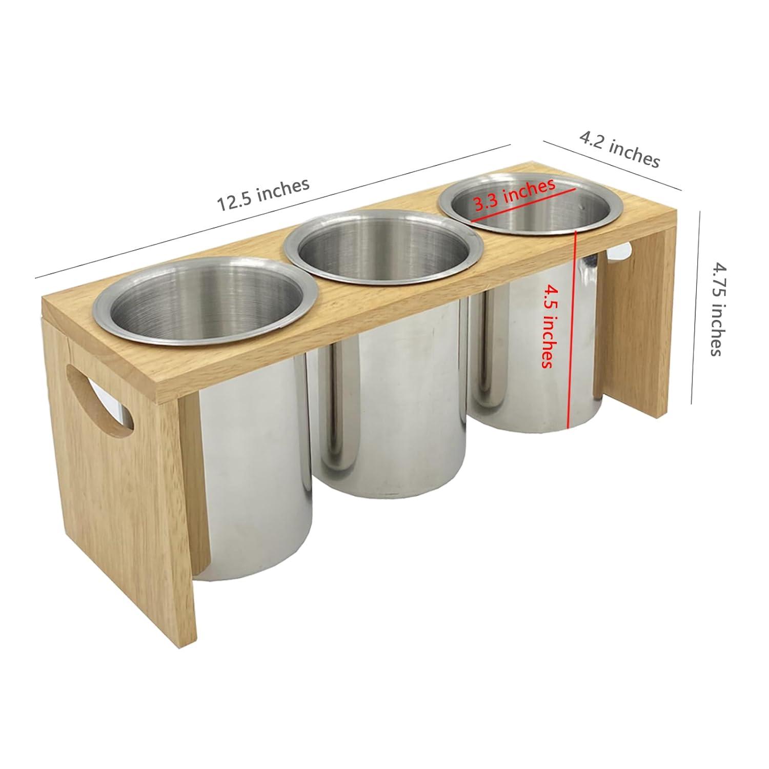 Flatware Caddy Stainless Steel Cutlery Holder with Wood Base