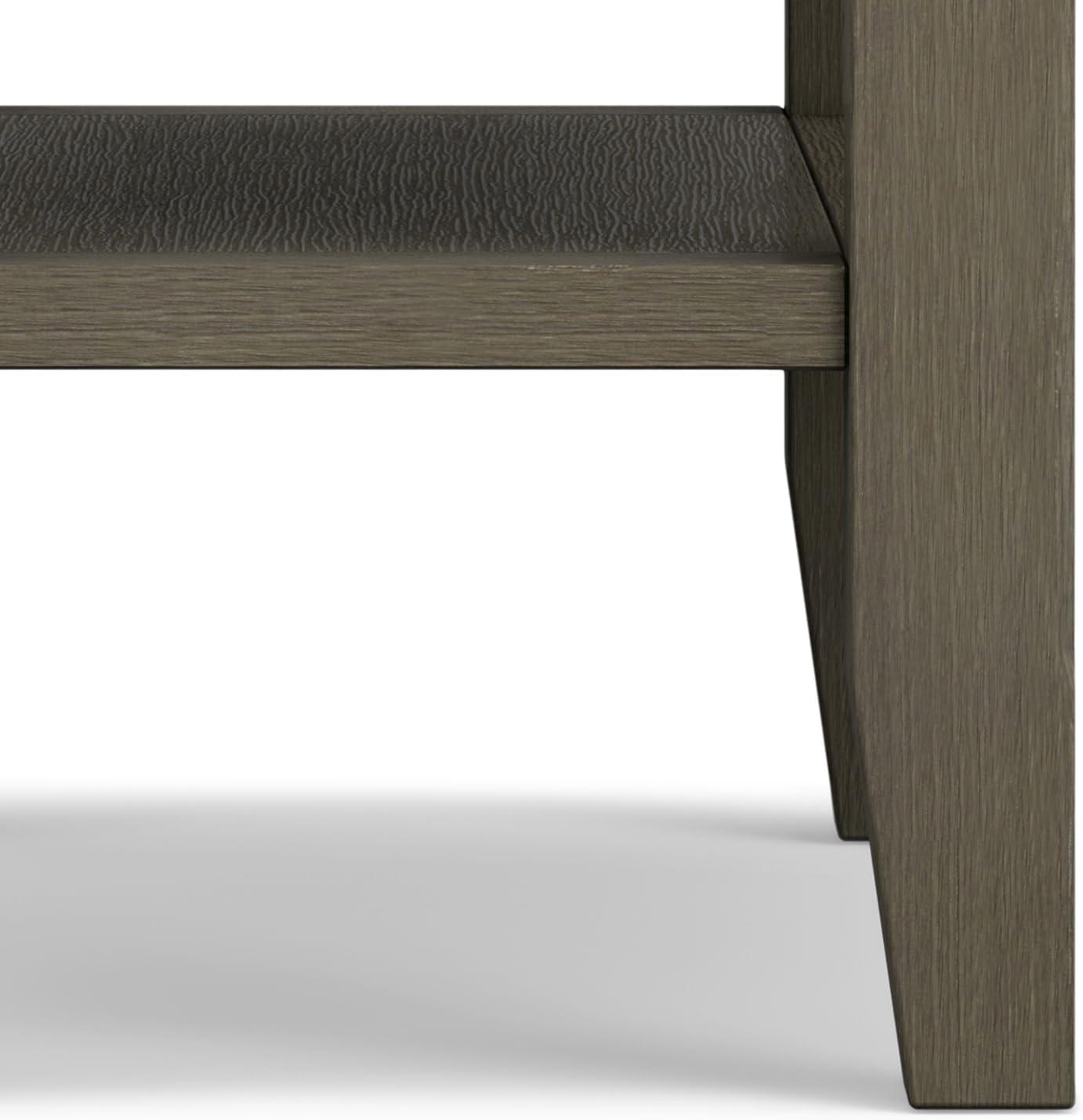 Farmhouse Gray Solid Wood Narrow Side Table with Shelves