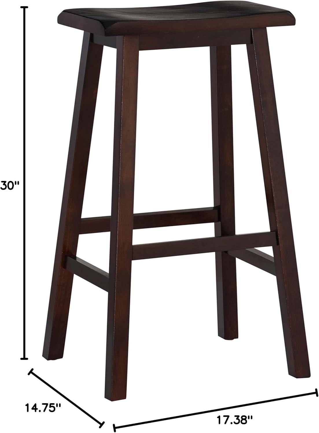 30" Saddle Backless Sloping Seat Barstool Wood Brown - Linon: Rubberwood, Footrest, Fixed Height