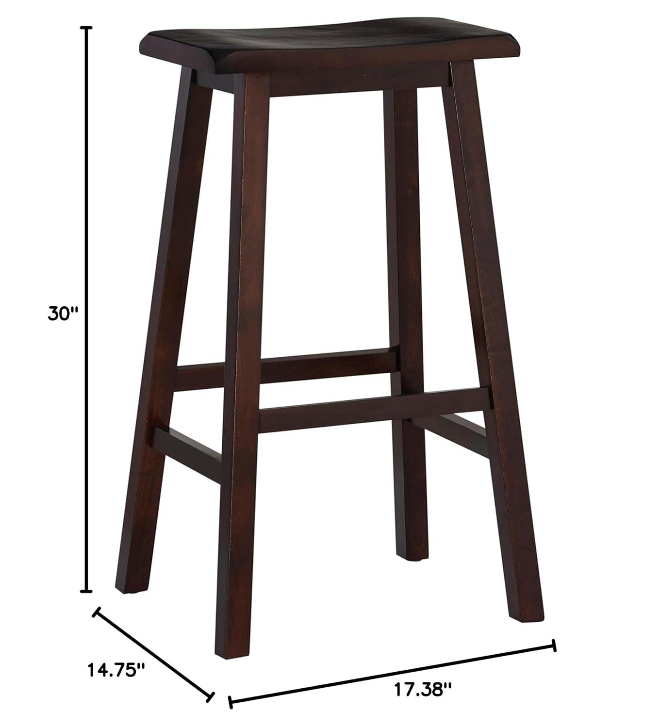 30" Saddle Backless Sloping Seat Barstool Wood Brown - Linon: Rubberwood, Footrest, Fixed Height