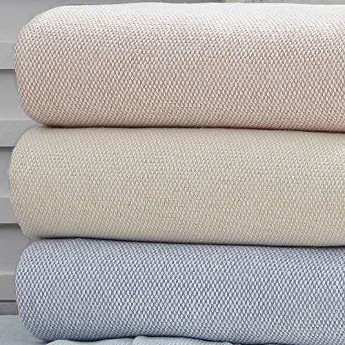 Lightweight Cotton Basketweave Throw Blanket with Fringe