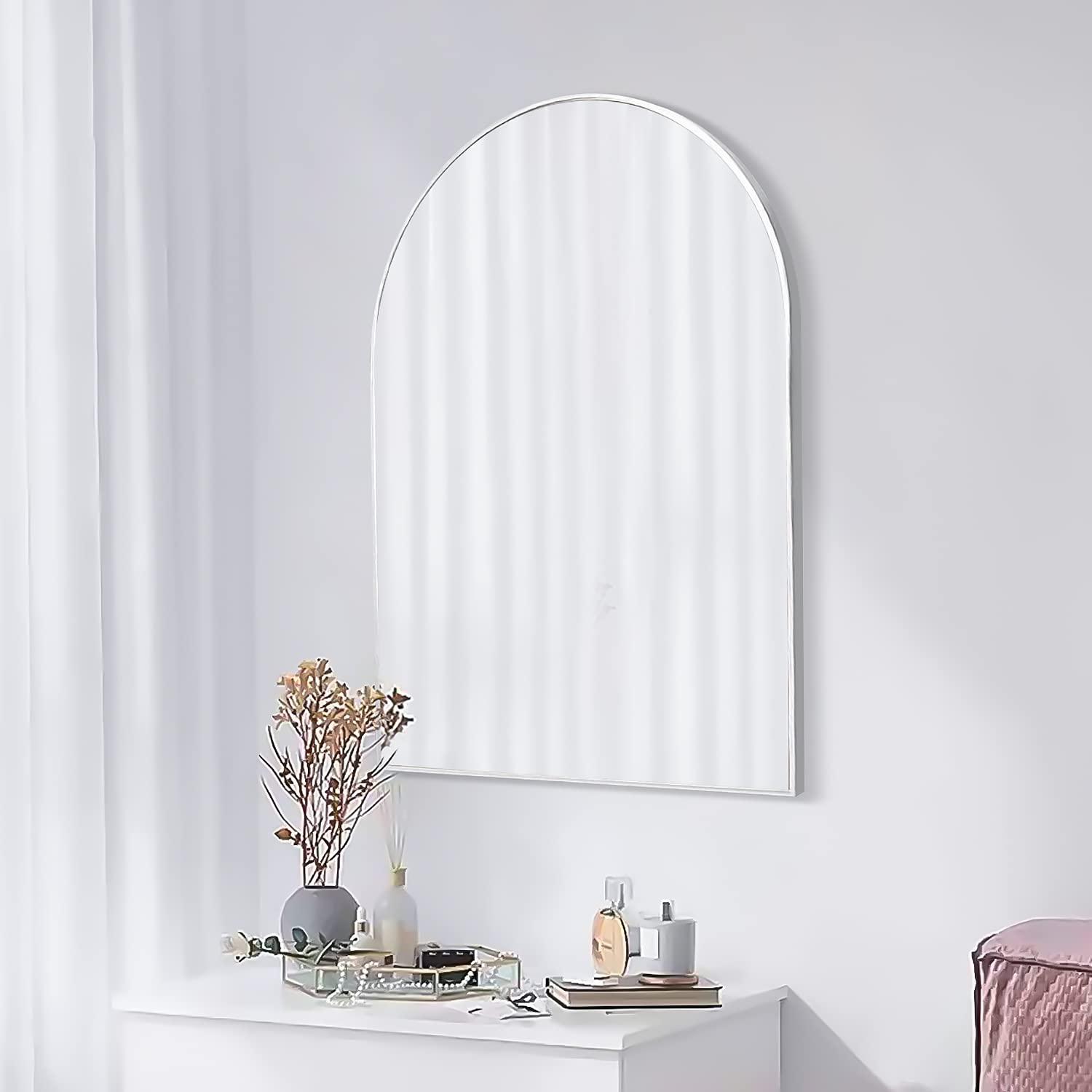Luxhomez 36" x 24" Arch Wall Mirror for Vanity/ Bathroom, Metal Bathroom Mirror with Waterproof Aluminum Alloy Frame, Gold
