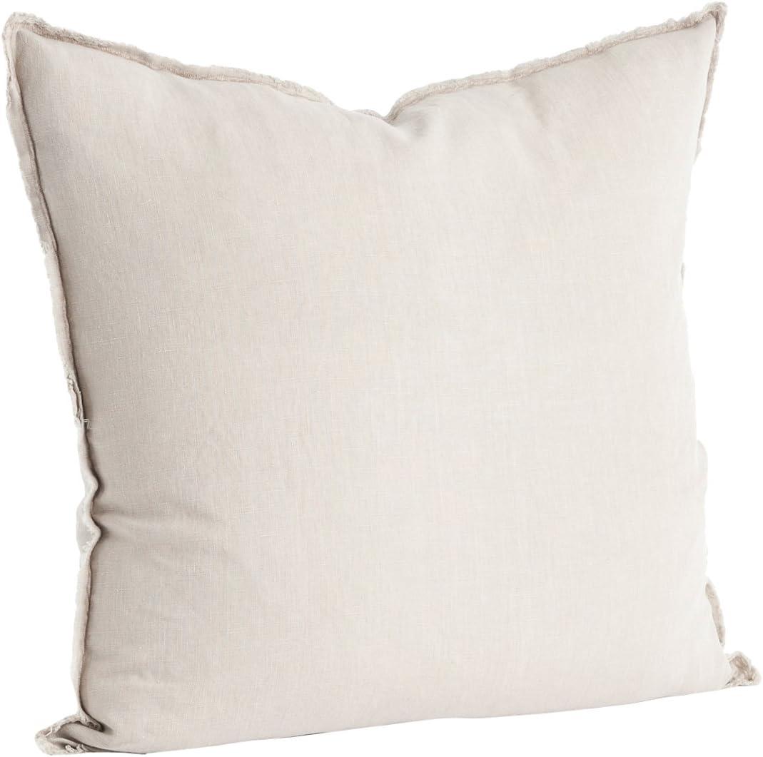 20"x20" Oversize Fringed Design Linen Square Throw Pillow - Saro Lifestyle