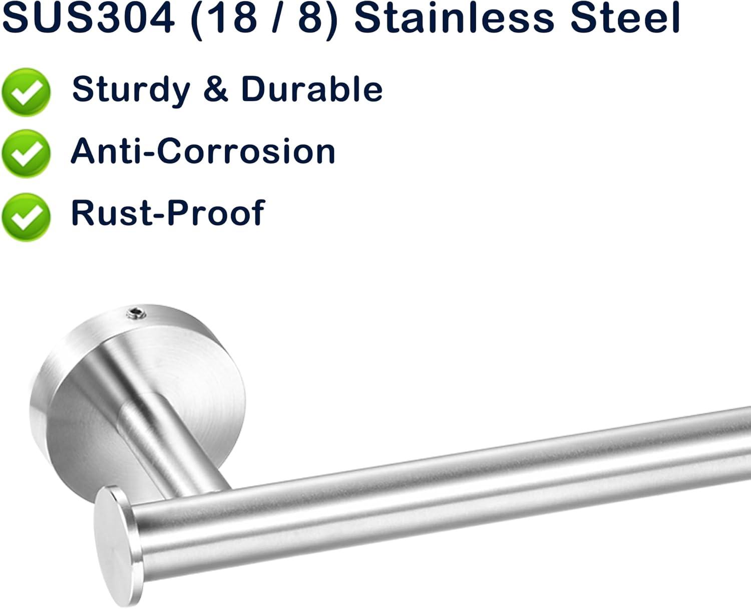 16" Towel Bar Rail Brushed Nickel Wall Mounted Towel Holder Bathroom Kitchen Cloths Hanger 304 Stainless Steel