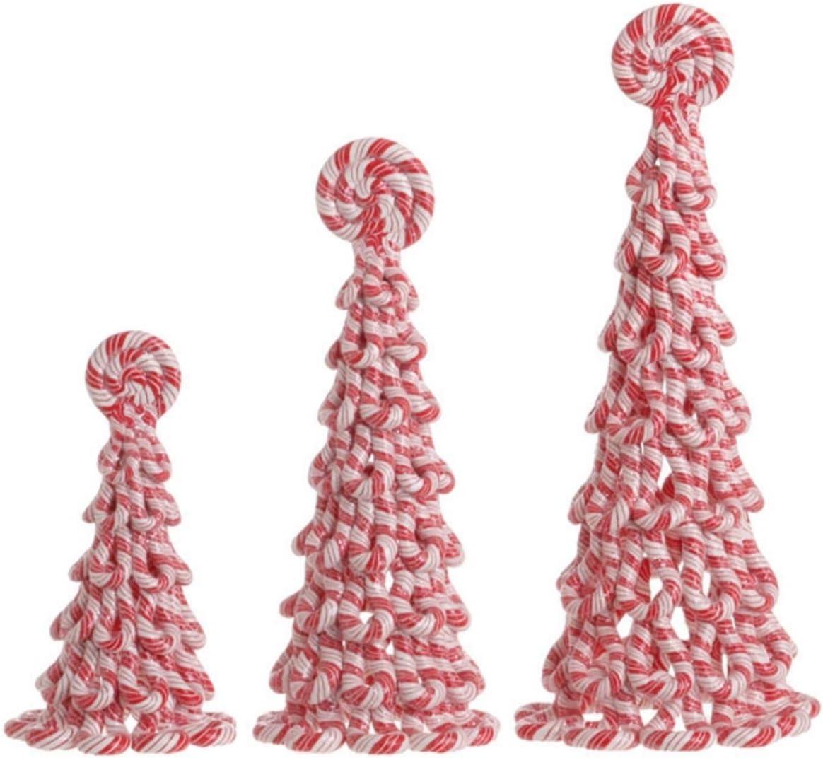 Large Red and White Peppermint Candy Tree Set