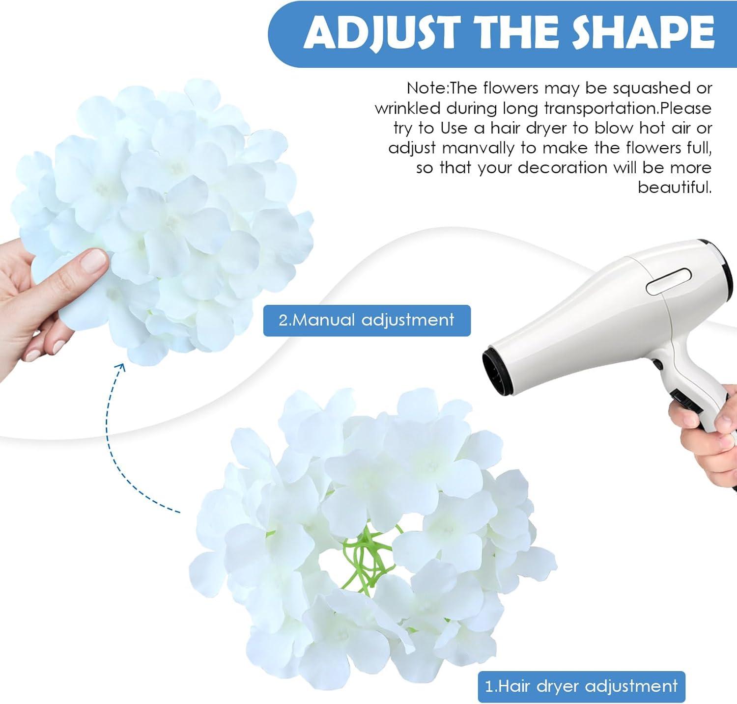 TITOUMI Hydrangea Silk Flowers Heads Blush Pack of 10 Full Hydrangea Flowers Artificial with Stems for Wedding Home Party Shop Baby Shower Décor