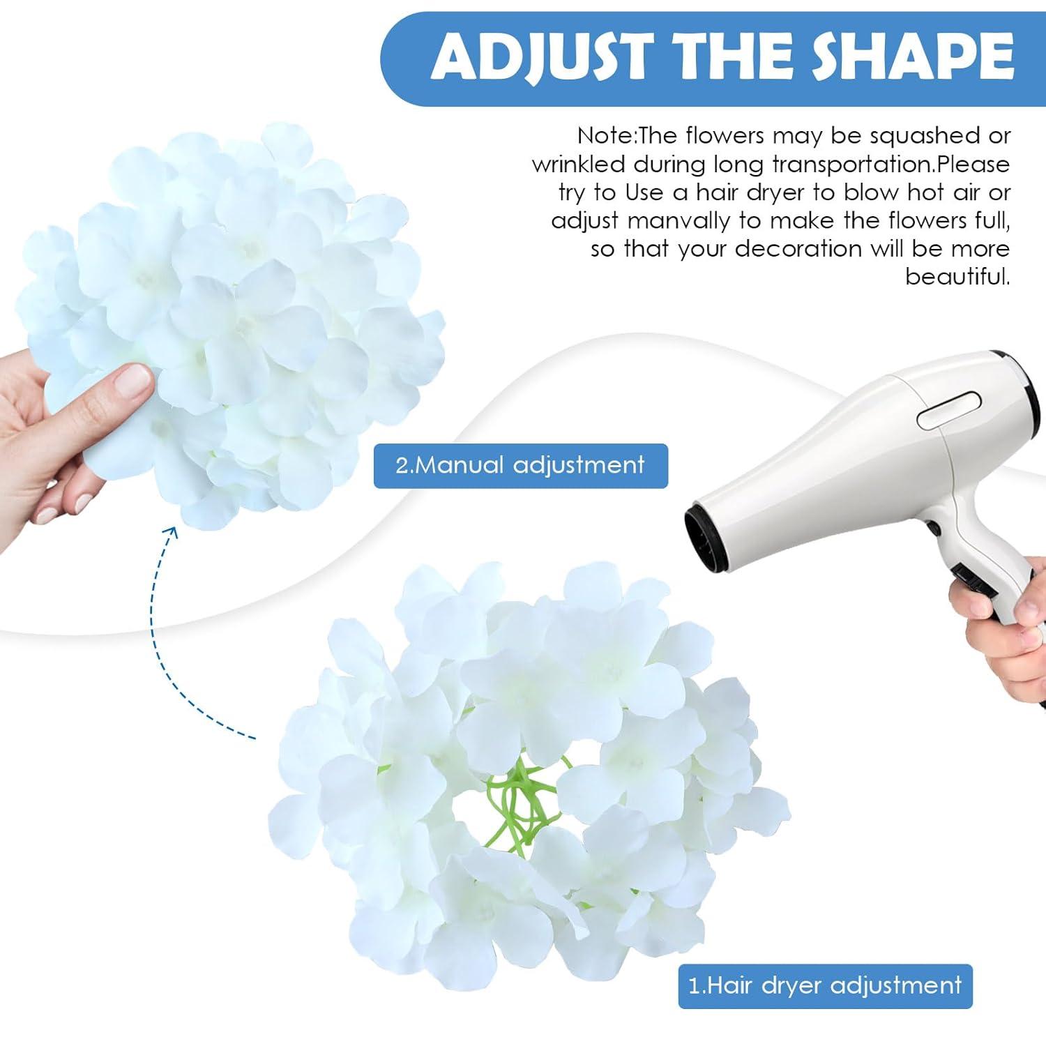 TITOUMI Hydrangea Silk Flowers Heads Blush Pack of 10 Full Hydrangea Flowers Artificial with Stems for Wedding Home Party Shop Baby Shower Décor