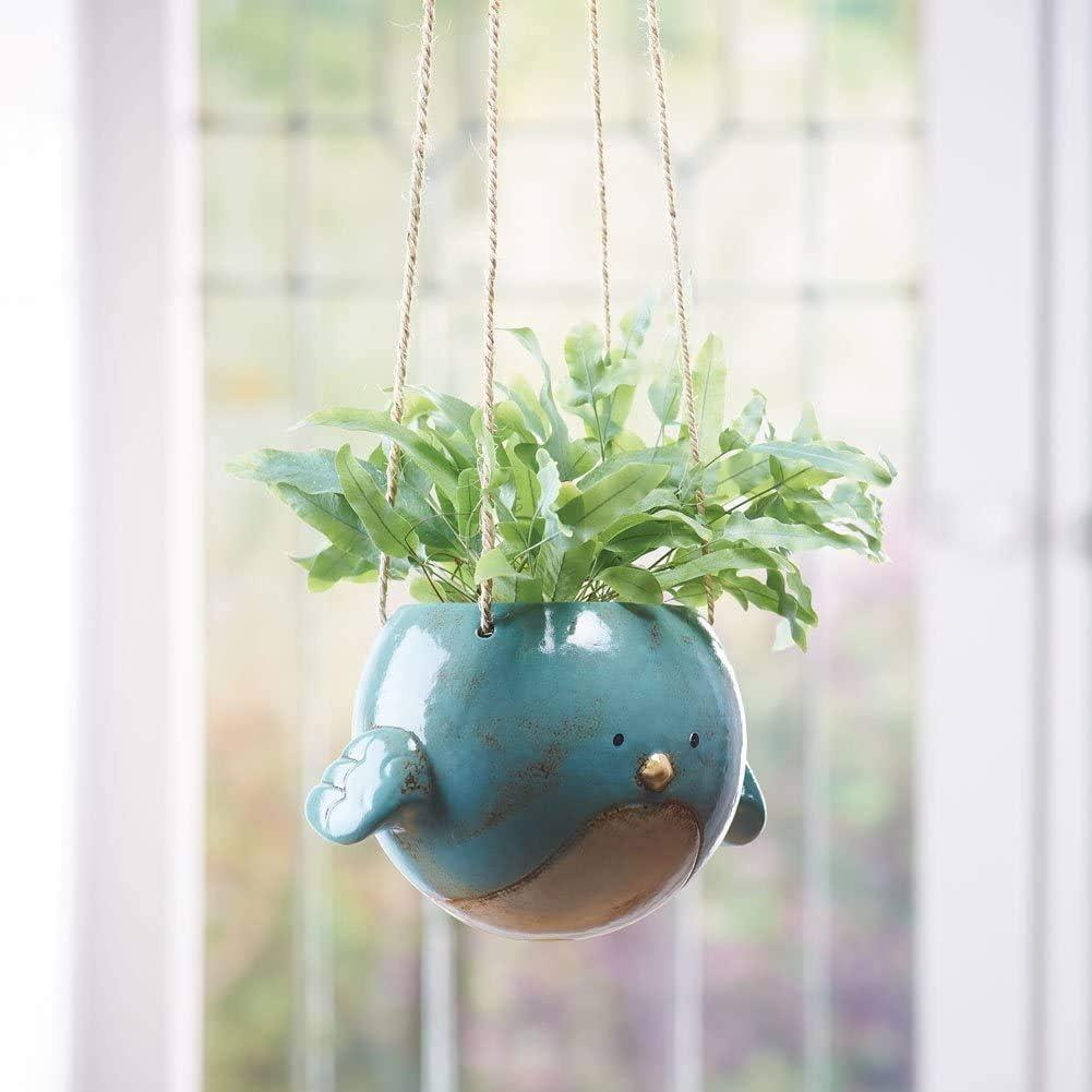 Ceramic Hanging Bird Planter Blue