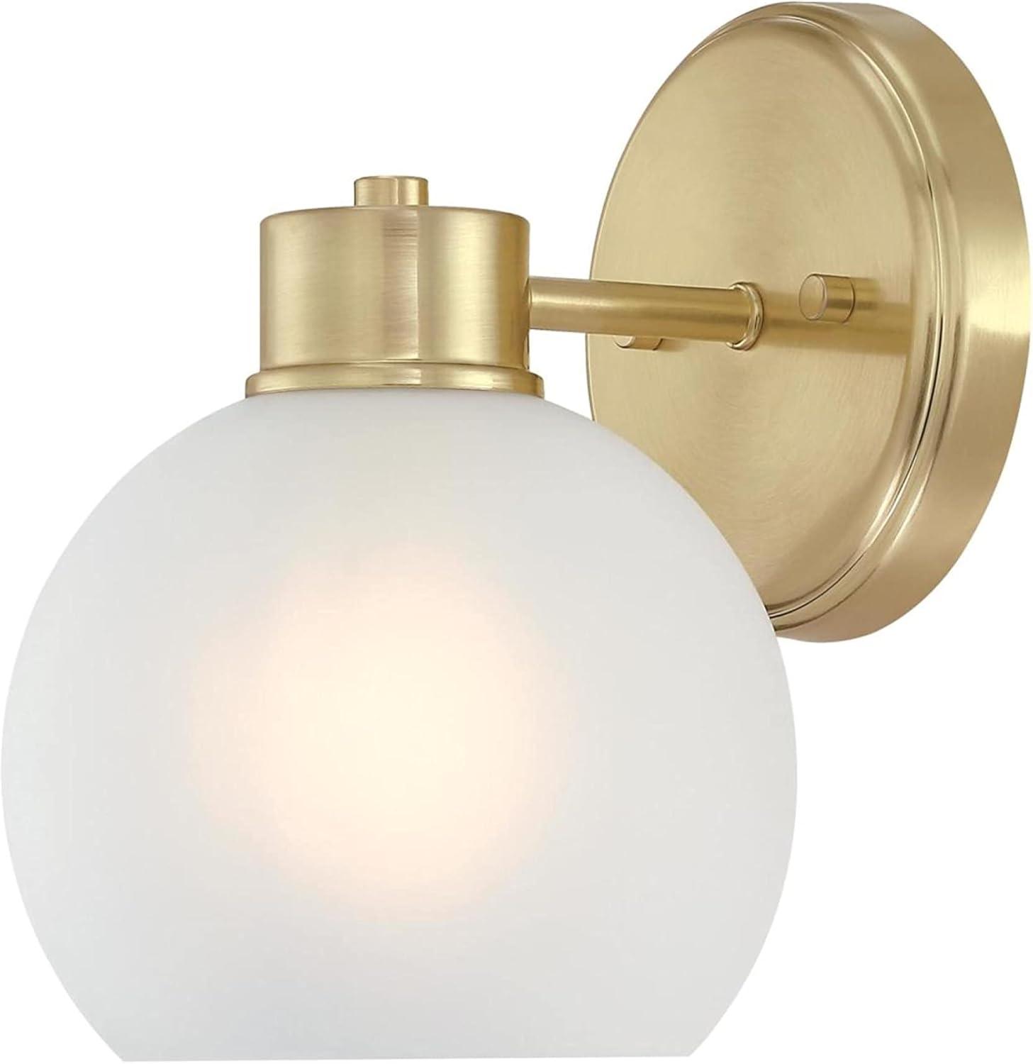 Champagne Brass 9" Wall Sconce with Frosted Glass Globe