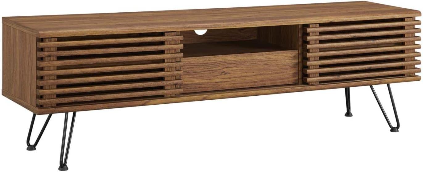 Render 59" Walnut Grain Media Console with Hairpin Legs