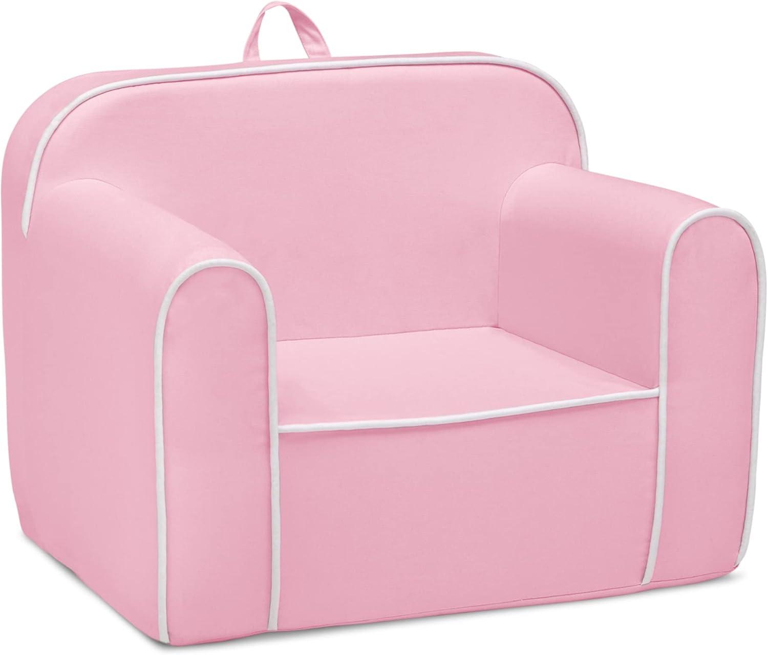 Delta Children Cozee Chair for Kids for Ages 18 Months and Up, Pink/White