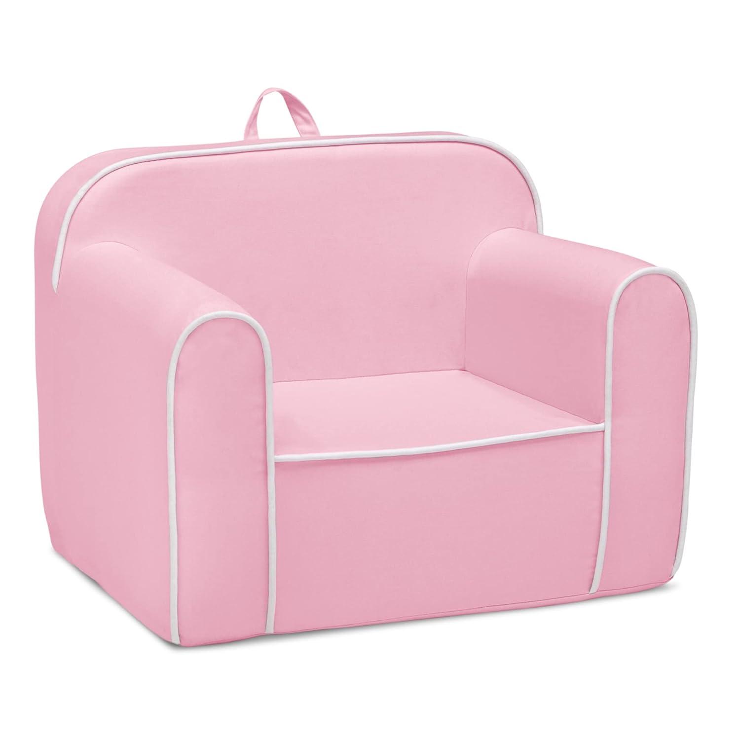 Delta Children Foam Snuggle Chair, Pink with White