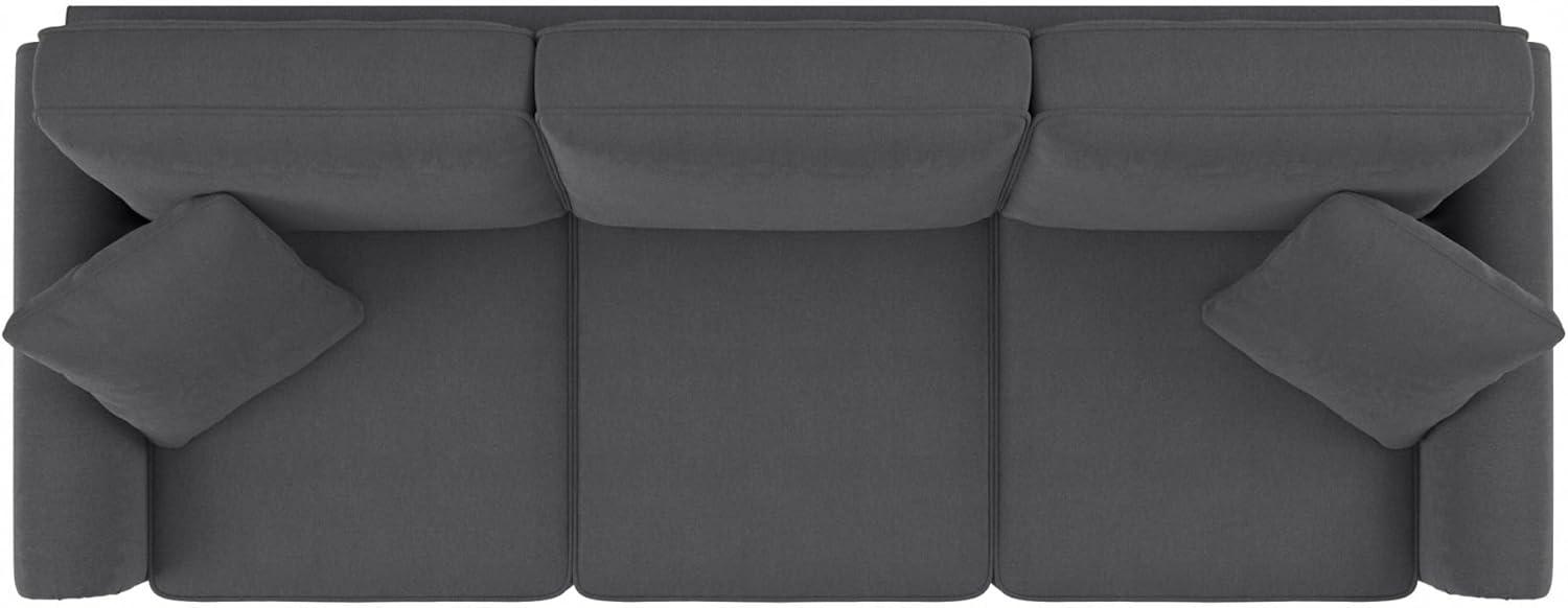 Coventry 85W Large Living Room Sofa in Charcoal Gray Herringbone Fabric